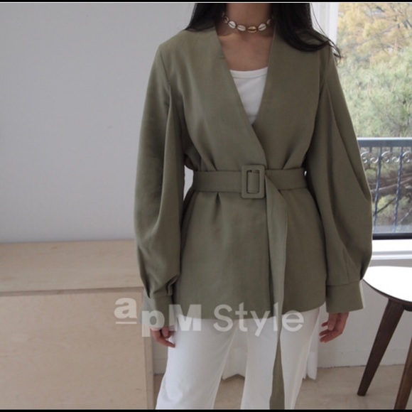 Belted Stylish KHaki Jacket - Picture 2 of 7